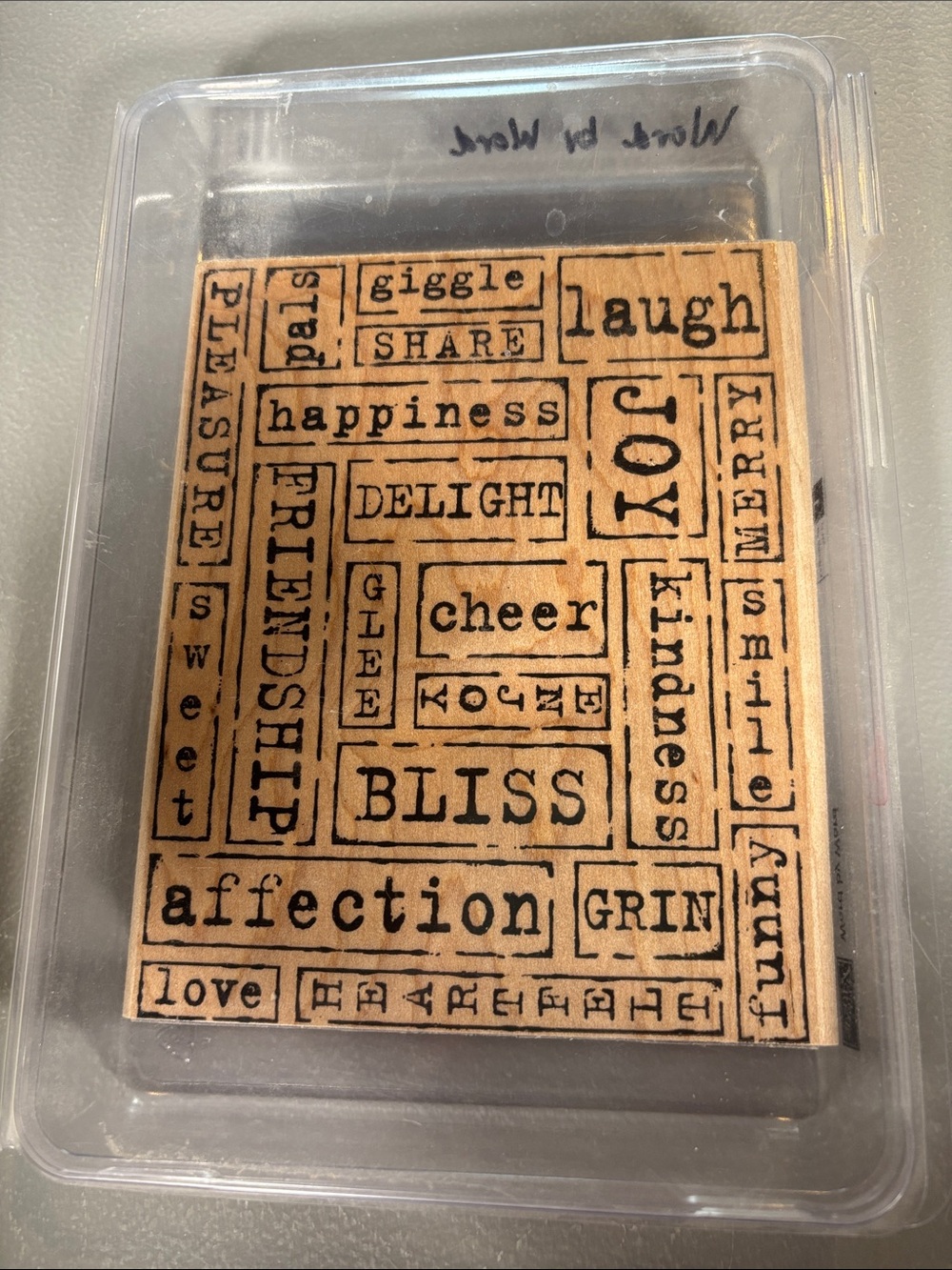Stampin’ Up! Word by Word Large Background Rubber Stamp Wood Mount